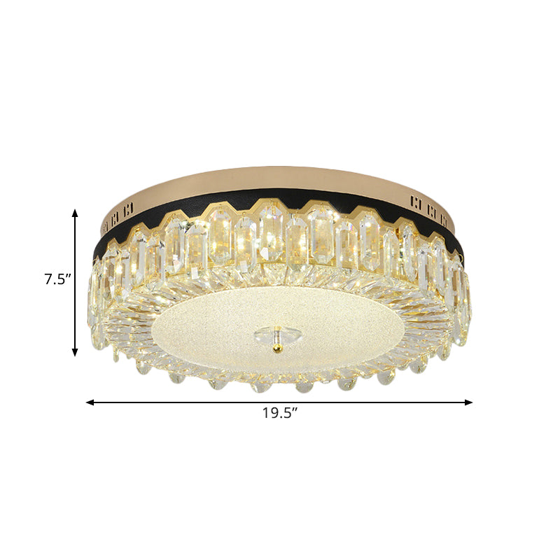 Clear Crystal Tambour Ceiling Lamp Simplicity Bedroom LED Flush-Mount Light Fixture - Clearhalo - 'Ceiling Lights' - 'Close To Ceiling Lights' - 'Close to ceiling' - 'Flush mount' - Lighting' - 1432133