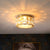 Brass Round Small Ceiling Light Postmodern Beveled Crystal 2-Light Bedroom Flush Mount Lamp