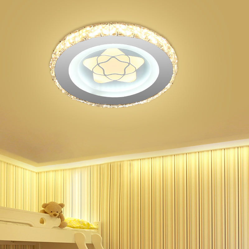Circular Mini LED Ceiling Flush Simple Stainless Steel Crystal Flush Light Fixture for Corridor - Stainless-Steel - D - Clearhalo - 'Ceiling Lights' - 'Close To Ceiling Lights' - 'Close to ceiling' - 'Flush mount' - Lighting' - 1432182