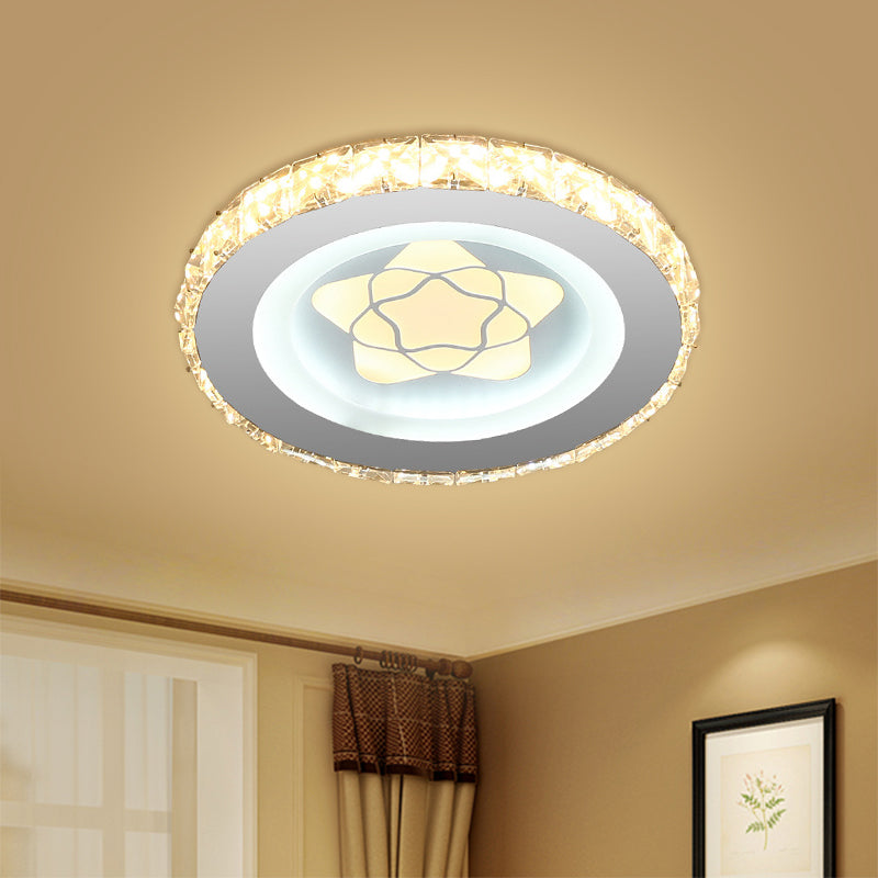 Circular Mini LED Ceiling Flush Simple Stainless Steel Crystal Flush Light Fixture for Corridor - Clearhalo - 'Ceiling Lights' - 'Close To Ceiling Lights' - 'Close to ceiling' - 'Flush mount' - Lighting' - 1432183