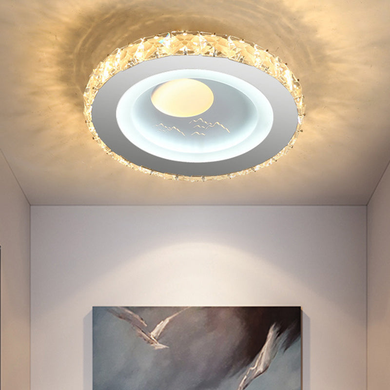 Circular Mini LED Ceiling Flush Simple Stainless Steel Crystal Flush Light Fixture for Corridor - Clearhalo - 'Ceiling Lights' - 'Close To Ceiling Lights' - 'Close to ceiling' - 'Flush mount' - Lighting' - 1432187