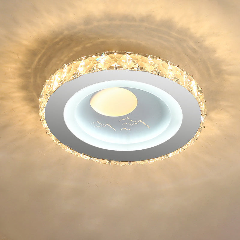 Circular Mini LED Ceiling Flush Simple Stainless Steel Crystal Flush Light Fixture for Corridor - Clearhalo - 'Ceiling Lights' - 'Close To Ceiling Lights' - 'Close to ceiling' - 'Flush mount' - Lighting' - 1432189