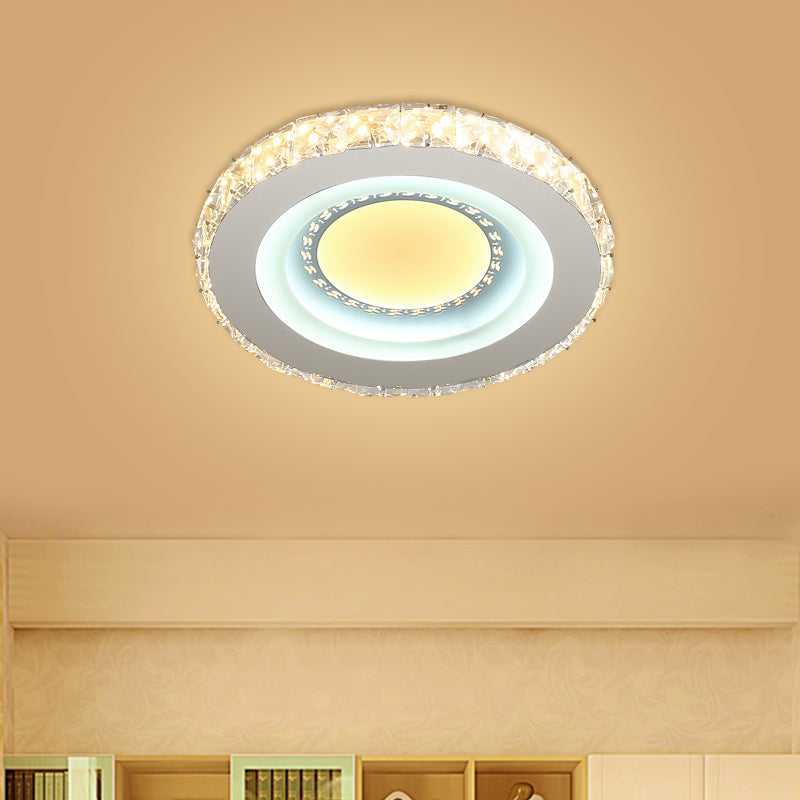 Circular Mini LED Ceiling Flush Simple Stainless Steel Crystal Flush Light Fixture for Corridor - Clearhalo - 'Ceiling Lights' - 'Close To Ceiling Lights' - 'Close to ceiling' - 'Flush mount' - Lighting' - 1432192