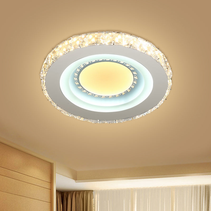Circular Mini LED Ceiling Flush Simple Stainless Steel Crystal Flush Light Fixture for Corridor - Clearhalo - 'Ceiling Lights' - 'Close To Ceiling Lights' - 'Close to ceiling' - 'Flush mount' - Lighting' - 1432193