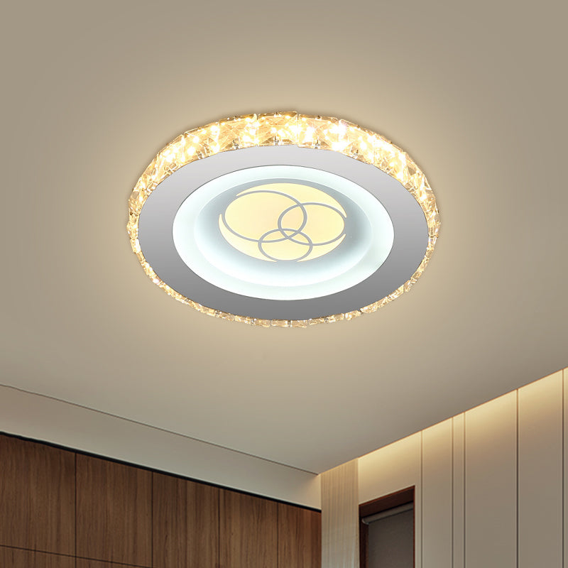 Circular Mini LED Ceiling Flush Simple Stainless Steel Crystal Flush Light Fixture for Corridor - Stainless-Steel - C - Clearhalo - 'Ceiling Lights' - 'Close To Ceiling Lights' - 'Close to ceiling' - 'Flush mount' - Lighting' - 1432196
