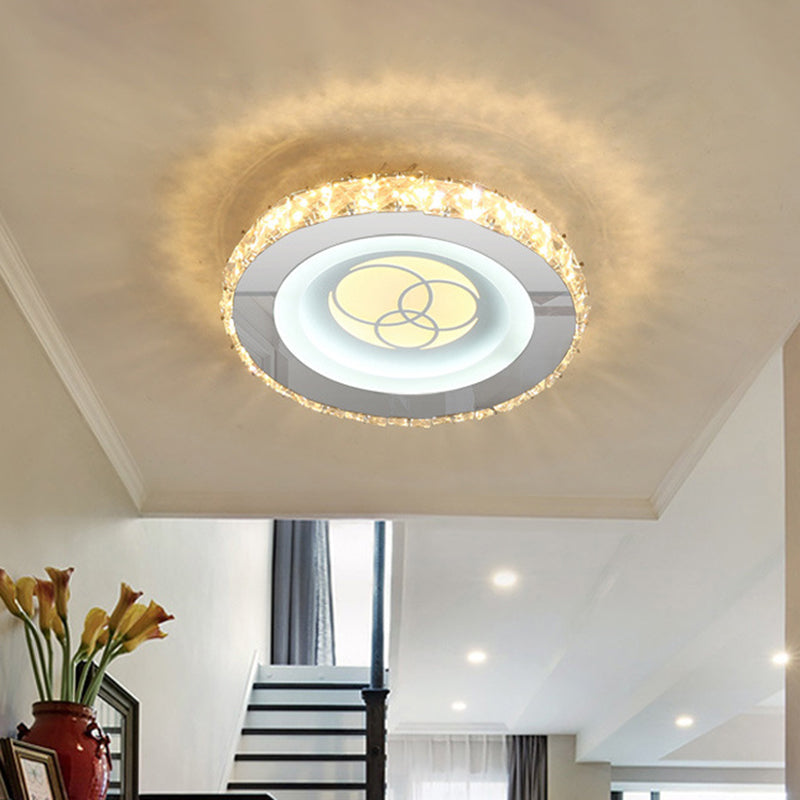 Circular Mini LED Ceiling Flush Simple Stainless Steel Crystal Flush Light Fixture for Corridor - Clearhalo - 'Ceiling Lights' - 'Close To Ceiling Lights' - 'Close to ceiling' - 'Flush mount' - Lighting' - 1432197