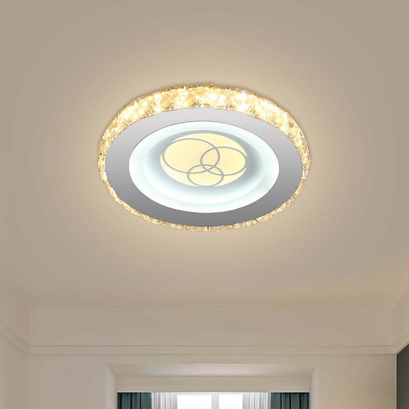 Circular Mini LED Ceiling Flush Simple Stainless Steel Crystal Flush Light Fixture for Corridor - Clearhalo - 'Ceiling Lights' - 'Close To Ceiling Lights' - 'Close to ceiling' - 'Flush mount' - Lighting' - 1432198