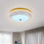 Gold Drum Ceiling Flushmount Lamp Modern Crystal Embedded Bedroom LED Flush Mount with Fishscale/Net Design