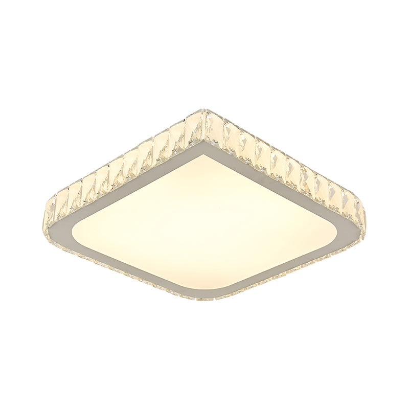 16"/19.5" Wide Square Crystal Flushmount Minimalistic Bedroom LED Ceiling Flush Light in White Clearhalo 'Ceiling Lights' 'Close To Ceiling Lights' 'Close to ceiling' 'Flush mount' Lighting' 1432266