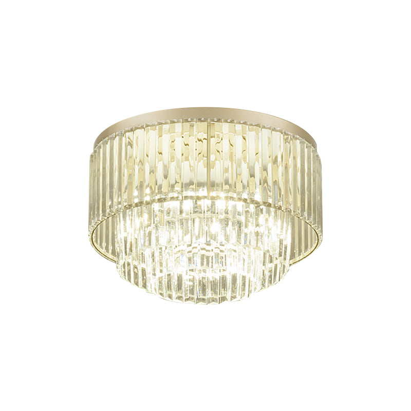 Simple Layered Shade Ceiling Flush 3/4-Light Clear Prismatic Crystal Flush Mount Lighting Clearhalo 'Ceiling Lights' 'Close To Ceiling Lights' 'Close to ceiling' 'Flush mount' Lighting' 1432318