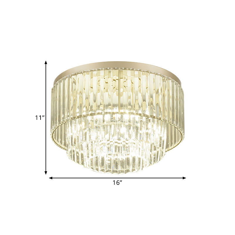 Simple Layered Shade Ceiling Flush 3/4-Light Clear Prismatic Crystal Flush Mount Lighting Clearhalo 'Ceiling Lights' 'Close To Ceiling Lights' 'Close to ceiling' 'Flush mount' Lighting' 1432319