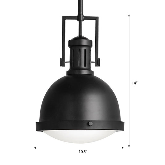 1 Light Ceiling Fixture Industrial Dome Shade Metal Pendant Lamp with Vented Socket in Black Clearhalo 'Ceiling Lights' 'Glass shade' 'Glass' 'Industrial Pendants' 'Industrial' 'Middle Century Pendants' 'Pendant Lights' 'Pendants' 'Tiffany' Lighting' 143236