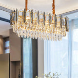 10 Lights Ceiling Pendant Modern Clear Crystal Tiered Oblong Island Light Fixture Clear Clearhalo 'Ceiling Lights' 'Island Lights' Lighting' 1432418