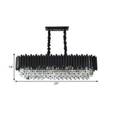 6/8-Light Ceiling Suspension Lamp Modern Oblong Tri-Sided Crystal Rod Island Light in Black Clearhalo 'Ceiling Lights' 'Island Lights' Lighting' 1432444