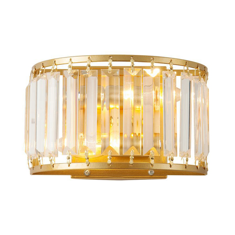Demilune Crystal Wall Light Sconce Post-Modern 2 Bulbs Living Room Wall Mount Lamp in Black/Gold Clearhalo 'Cast Iron' 'Glass' 'Industrial' 'Modern wall lights' 'Modern' 'Tiffany' 'Traditional wall lights' 'Wall Lamps & Sconces' 'Wall Lights' Lighting' 1432460