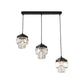 3 Heads 2-Tier Cluster Pendant Modern Black Clear Crystal Prism Hanging Lamp with Round/Linear Canopy Clearhalo 'Ceiling Lights' 'Modern Pendants' 'Modern' 'Pendant Lights' 'Pendants' Lighting' 1432578