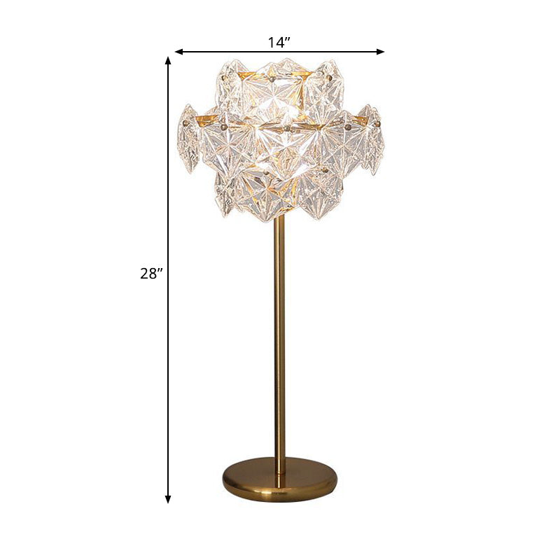 Single-Bulb Night Stand Lamp Postmodern Bedroom Table Light with Snowflake Crystal Shade in Gold Clearhalo 'Lamps' 'Table Lamps' Lighting' 1432587