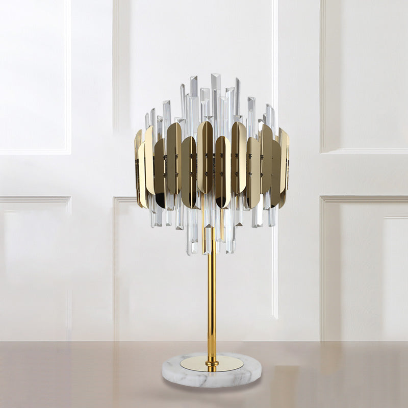 Layered Crystal Rods Table Lamp Postmodern 6 Bulbs Living Room Nightstand Light in Gold Gold A Clearhalo 'Lamps' 'Table Lamps' Lighting' 1432596