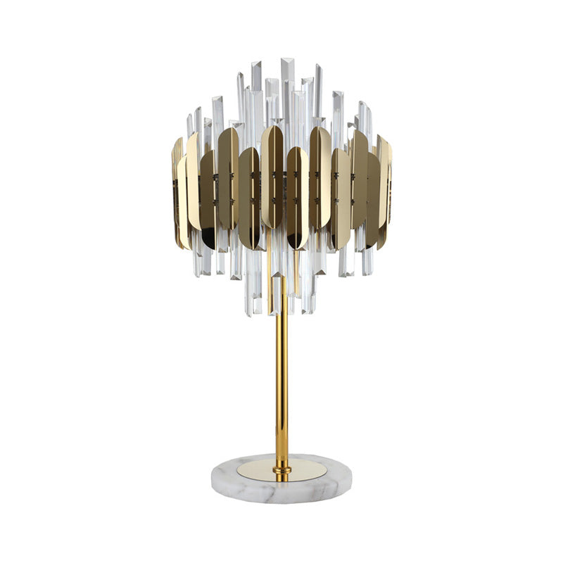 Layered Crystal Rods Table Lamp Postmodern 6 Bulbs Living Room Nightstand Light in Gold Clearhalo 'Lamps' 'Table Lamps' Lighting' 1432598