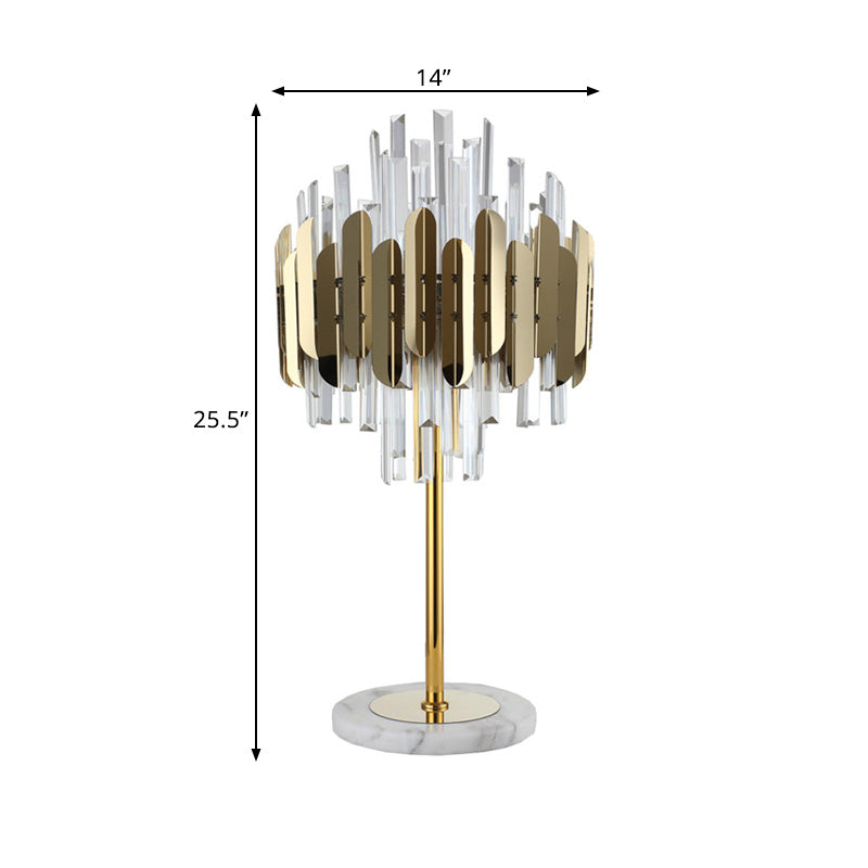 Layered Crystal Rods Table Lamp Postmodern 6 Bulbs Living Room Nightstand Light in Gold Clearhalo 'Lamps' 'Table Lamps' Lighting' 1432599