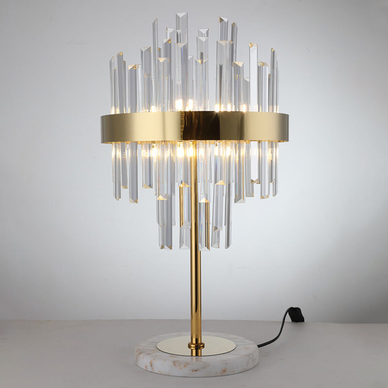 Layered Crystal Rods Table Lamp Postmodern 6 Bulbs Living Room Nightstand Light in Gold Gold B Clearhalo 'Lamps' 'Table Lamps' Lighting' 1432600
