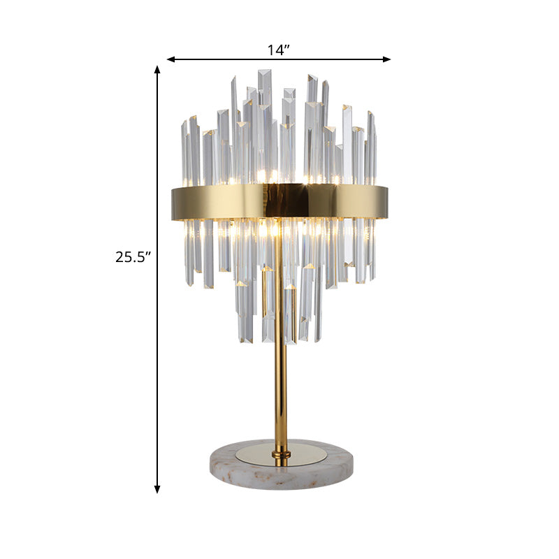 Layered Crystal Rods Table Lamp Postmodern 6 Bulbs Living Room Nightstand Light in Gold Clearhalo 'Lamps' 'Table Lamps' Lighting' 1432604
