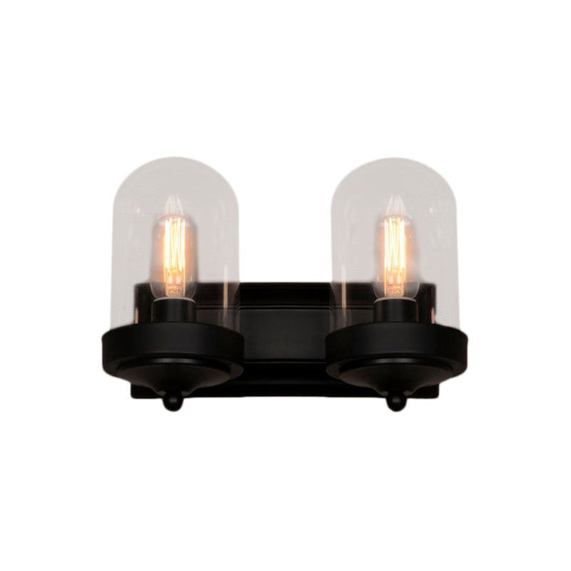 Capsule Wall Mounted Light Fixture 1/2 Bulb Industrial Black Clear Glass Lighting for Porch Clearhalo 'Cast Iron' 'Glass' 'Industrial wall lights' 'Industrial' 'Middle century wall lights' 'Modern' 'Tiffany' 'Traditional wall lights' 'Wall Lamps & Sconces' 'Wall Lights' Lighting' 143270