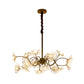 Bronze 16 Bulbs Chandelier Lighting Contemporary Metal Floral Pendant Light Kit with Crystal Beads Clearhalo 'Ceiling Lights' 'Chandeliers' 'Modern Chandeliers' 'Modern' Lighting' 1432722