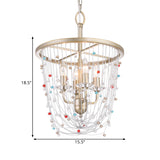 Candle Living Room Chandelier Modern Metal 4 Heads Gold Hanging Lighting with Crystal Bead Strand Decor, 15.5"/23.5" W Clearhalo 'Ceiling Lights' 'Chandeliers' 'Modern Chandeliers' 'Modern' Lighting' 1432758