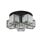 Black Canopy 5/6 Bulbs Flush Mount Contemporary Clear Crystal Cubic Shade Ceiling Light Fixture with Flower Draping Clearhalo 'Ceiling Lights' 'Close To Ceiling Lights' 'Close to ceiling' 'Flush mount' Lighting' 1432775