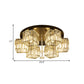 Black Canopy 5/6 Bulbs Flush Mount Contemporary Clear Crystal Cubic Shade Ceiling Light Fixture with Flower Draping Clearhalo 'Ceiling Lights' 'Close To Ceiling Lights' 'Close to ceiling' 'Flush mount' Lighting' 1432781