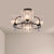 Crystal Trapezoid Lighting Fixture Contemporary 4/8 Bulbs Dinning Room Semi Flush with Black Frame