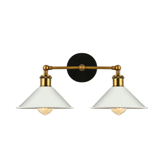 2 Lights Cone Wall Sconce Vintage Stylish Antique Brass Metallic Wall Mount Lighting for Living Room Clearhalo 'Cast Iron' 'Glass' 'Industrial' 'Modern wall lights' 'Modern' 'Tiffany' 'Traditional wall lights' 'Wall Lamps & Sconces' 'Wall Lights' Lighting' 143280