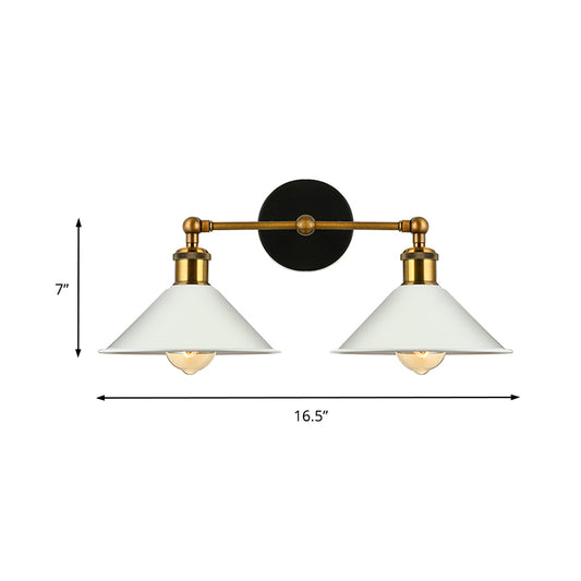 2 Lights Cone Wall Sconce Vintage Stylish Antique Brass Metallic Wall Mount Lighting for Living Room Clearhalo 'Cast Iron' 'Glass' 'Industrial' 'Modern wall lights' 'Modern' 'Tiffany' 'Traditional wall lights' 'Wall Lamps & Sconces' 'Wall Lights' Lighting' 143281