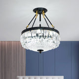 14.5"/18.5" Wide 4/6 Heads Ceiling Mount Contemporary Bowl Clear Crystal Balls Semi Flush Light with Black Frame Black 18.5" Clearhalo 'Ceiling Lights' 'Close To Ceiling Lights' 'Close to ceiling' 'Semi-flushmount' Lighting' 1432823