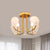 4 Bulbs Metal Semi Mount Lighting Contemporary Gold Candle Sleeping Room Ceiling Flush with Crystal Petal Shade Gold Clearhalo 'Ceiling Lights' 'Close To Ceiling Lights' 'Close to ceiling' 'Semi-flushmount' Lighting' 1432840