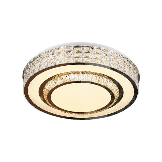 Faceted Crystals Chrome Flush Light Fixture Circular LED Contemporary Close to Ceiling Lamp Clearhalo 'Ceiling Lights' 'Close To Ceiling Lights' 'Close to ceiling' 'Flush mount' Lighting' 1432850