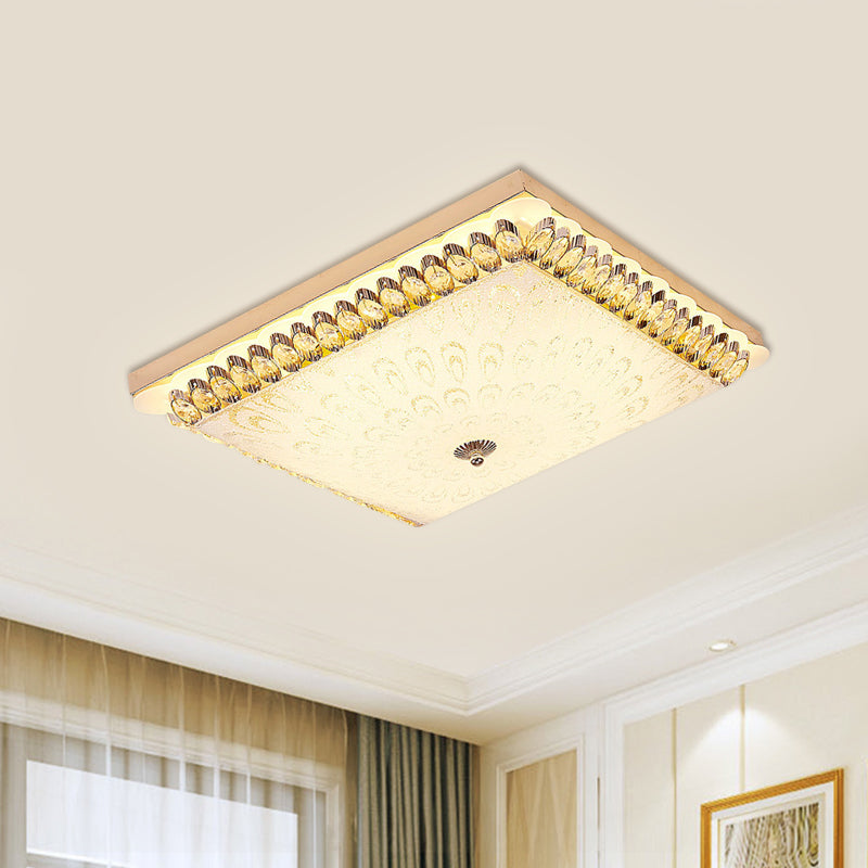 Champagne LED Flush Mount Light Fixture Modern Clear Crystal Blocks Square Close to Ceiling Lamp Clearhalo 'Ceiling Lights' 'Close To Ceiling Lights' 'Close to ceiling' 'Flush mount' Lighting' 1432877