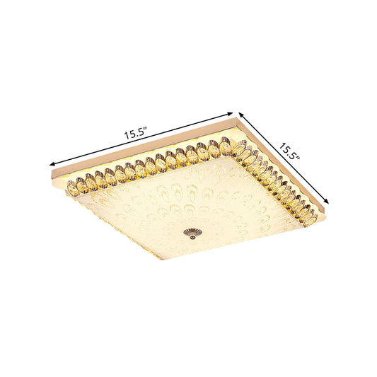Champagne LED Flush Mount Light Fixture Modern Clear Crystal Blocks Square Close to Ceiling Lamp Clearhalo 'Ceiling Lights' 'Close To Ceiling Lights' 'Close to ceiling' 'Flush mount' Lighting' 1432879