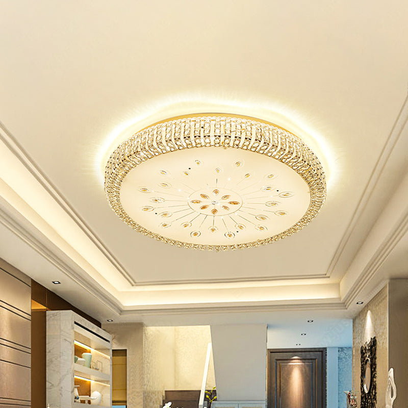 LED Circular Ceiling Mounted Light Contemporary Gold Faceted Crystals Flushmount Lighting for Great Room Gold Clearhalo 'Ceiling Lights' 'Close To Ceiling Lights' 'Close to ceiling' 'Flush mount' Lighting' 1432887