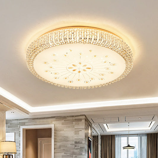 LED Circular Ceiling Mounted Light Contemporary Gold Faceted Crystals Flushmount Lighting for Great Room Clearhalo 'Ceiling Lights' 'Close To Ceiling Lights' 'Close to ceiling' 'Flush mount' Lighting' 1432888