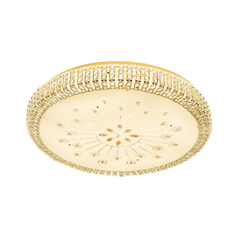 LED Circular Ceiling Mounted Light Contemporary Gold Faceted Crystals Flushmount Lighting for Great Room Clearhalo 'Ceiling Lights' 'Close To Ceiling Lights' 'Close to ceiling' 'Flush mount' Lighting' 1432889