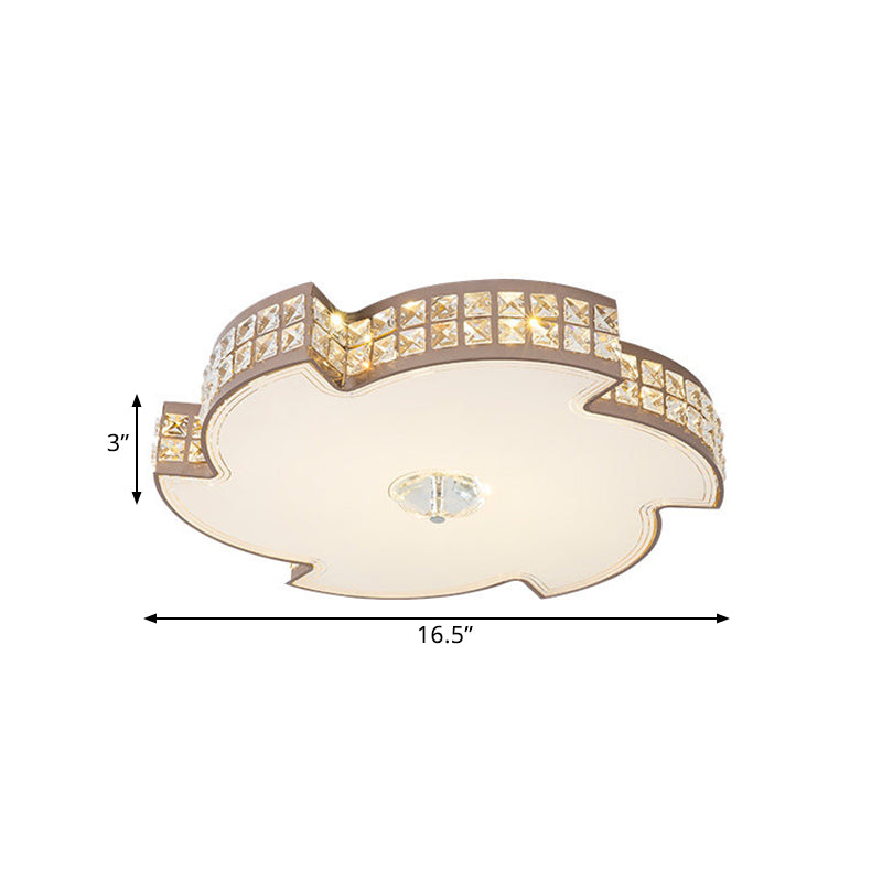 Champagne LED Flush Ceiling Light Modern Square-Cut Crystals Spiral Shape Lighting Fixture, 16.5"/21.5" Width Clearhalo 'Ceiling Lights' 'Close To Ceiling Lights' 'Close to ceiling' 'Flush mount' Lighting' 1432967