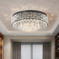 7/9 Bulbs Drum Ceiling Mounted Light Modern Black Canopy Clear Crystal Draping Flushmount Lighting, 19.5"/23.5" Wide Clearhalo 'Ceiling Lights' 'Close To Ceiling Lights' 'Close to ceiling' 'Flush mount' Lighting' 1433031