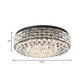 7/9 Bulbs Drum Ceiling Mounted Light Modern Black Canopy Clear Crystal Draping Flushmount Lighting, 19.5"/23.5" Wide Clearhalo 'Ceiling Lights' 'Close To Ceiling Lights' 'Close to ceiling' 'Flush mount' Lighting' 1433033