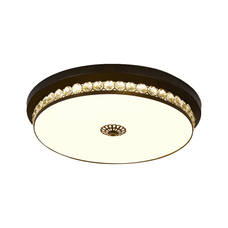 15.5"/19.5" W LED Ceiling Lighting Contemporary Round Clear Hexagon Crystals Flush Mount Lamp in Black Clearhalo 'Ceiling Lights' 'Close To Ceiling Lights' 'Close to ceiling' 'Flush mount' Lighting' 1433342