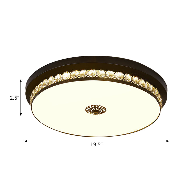 15.5"/19.5" W LED Ceiling Lighting Contemporary Round Clear Hexagon Crystals Flush Mount Lamp in Black Clearhalo 'Ceiling Lights' 'Close To Ceiling Lights' 'Close to ceiling' 'Flush mount' Lighting' 1433344