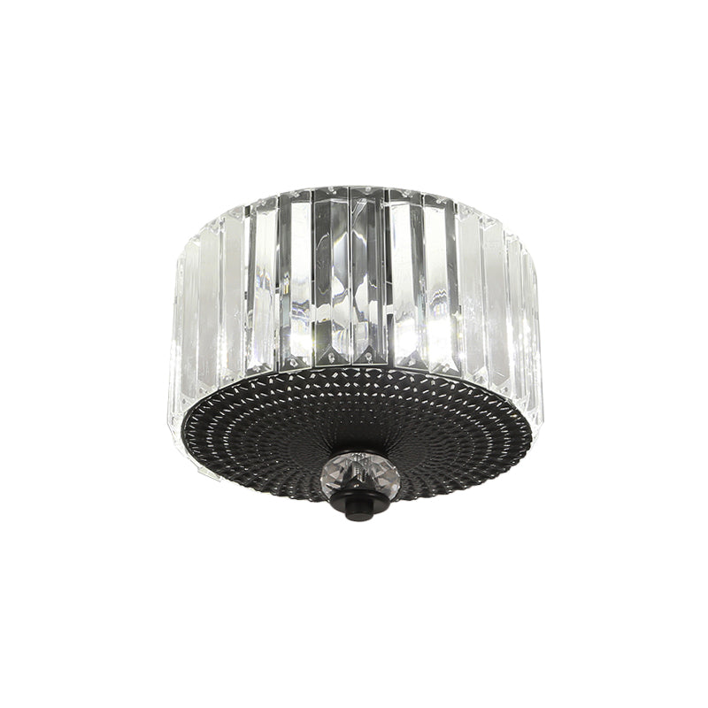 2 Heads Flush Light Fixture with Round/Square Shade Clear Crystal Modern Corridor Ceiling Mount in Black Clearhalo 'Ceiling Lights' 'Close To Ceiling Lights' 'Close to ceiling' 'Flush mount' Lighting' 1433352