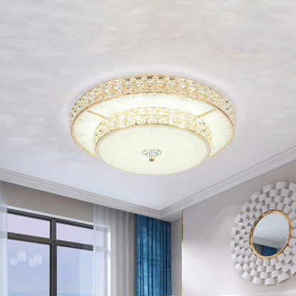 Modern Flower/Round Flush Ceiling Light Clear Beveled Crystals LED Lighting Fixture in Champagne for Parlor Champagne Round Clearhalo 'Ceiling Lights' 'Close To Ceiling Lights' 'Close to ceiling' 'Flush mount' Lighting' 1433392
