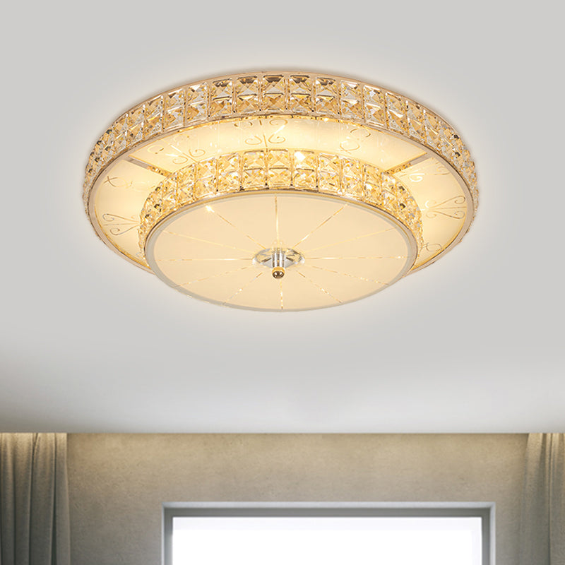 Modern Flower/Round Flush Ceiling Light Clear Beveled Crystals LED Lighting Fixture in Champagne for Parlor - Clearhalo - 'Ceiling Lights' - 'Close To Ceiling Lights' - 'Close to ceiling' - 'Flush mount' - Lighting' - 1433393
